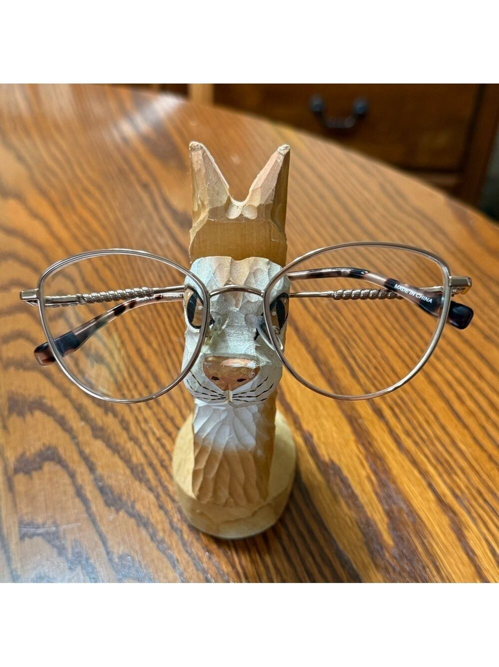 Peepers Hand Carved Hand Painted Orange Cat Eyeglass Holder - Picture 12 of 16